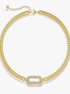 14K Gold Plated Cuban Link Choker Necklace